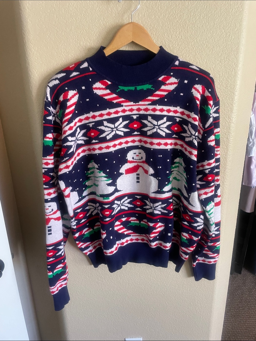 Women’s/Men’s Navy Holiday Snowman Knit Christmas/Winter Sweater